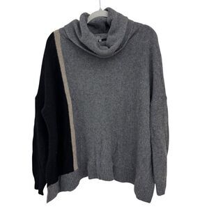 360 Cashmere Colorblock Turtleneck Sweater Size Small 100% Cashmere Gray Black